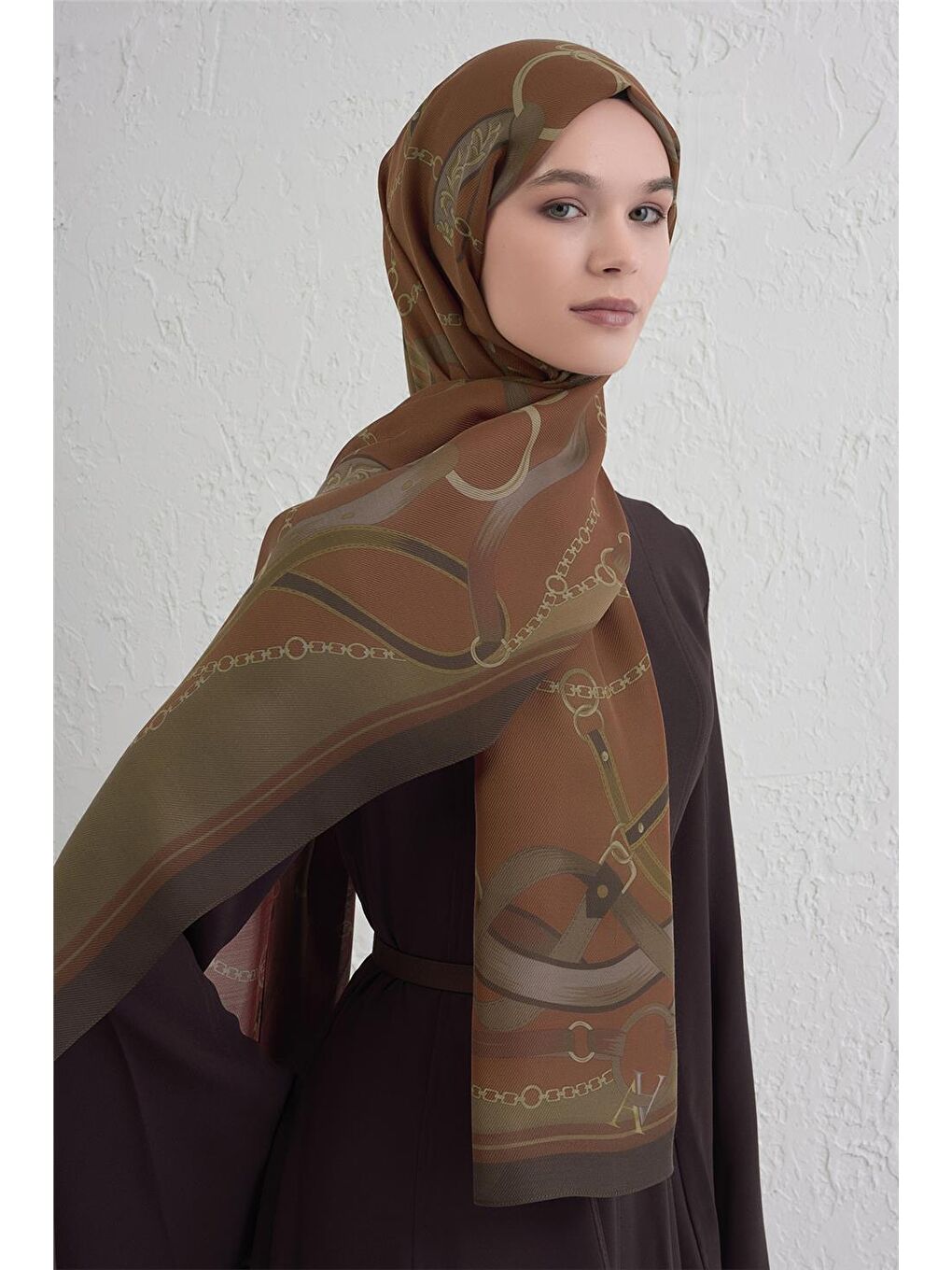 Kahverengi Yün İpek Harmony Şal 9315 03-2