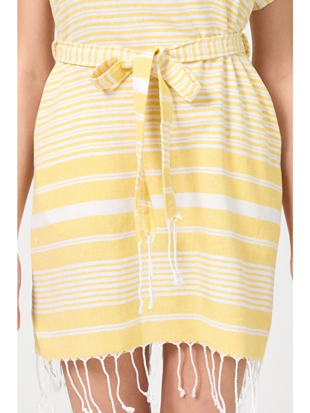 Sarı Katya Plaj elbisesi Tunik pareo %100 Pamuk-2