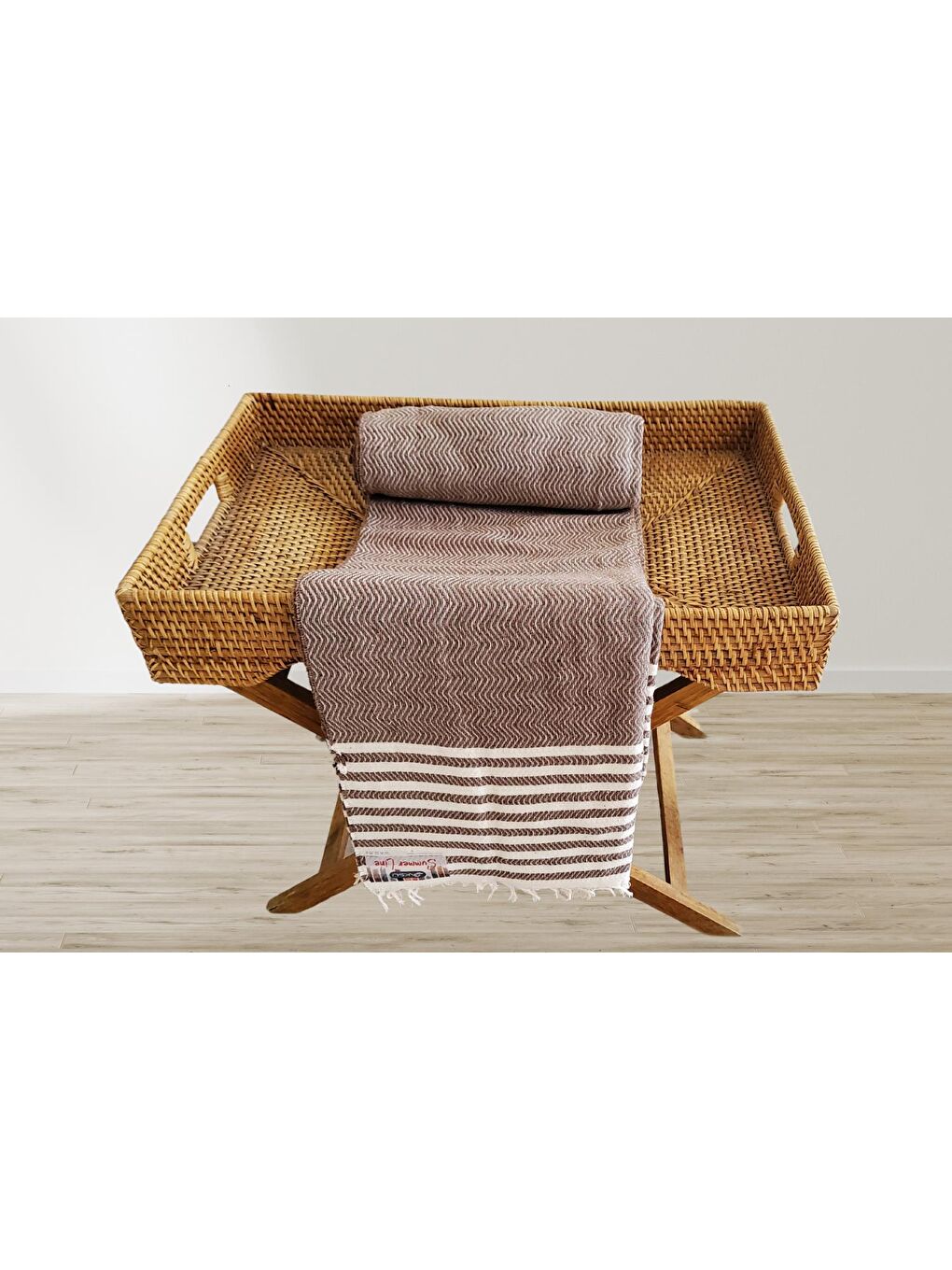 Kahverengi Summer Line Çok Amaçlı Örtü Pike Koltuk Örtüsü 170x220 Espresso-2