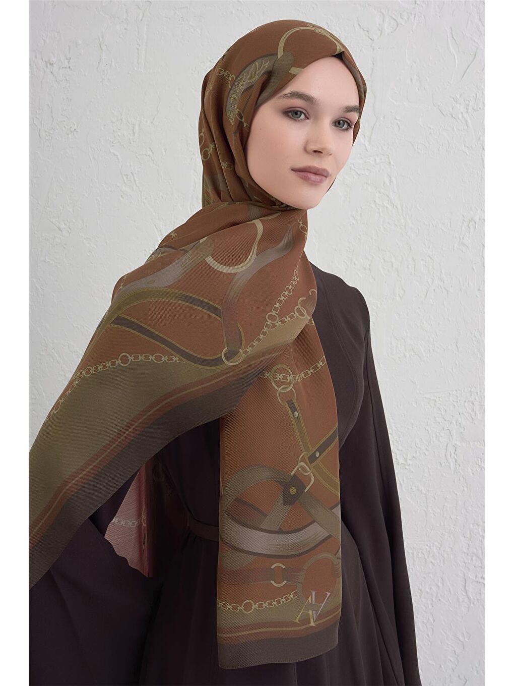 Kahverengi Yün İpek Harmony Şal 9315 03-3