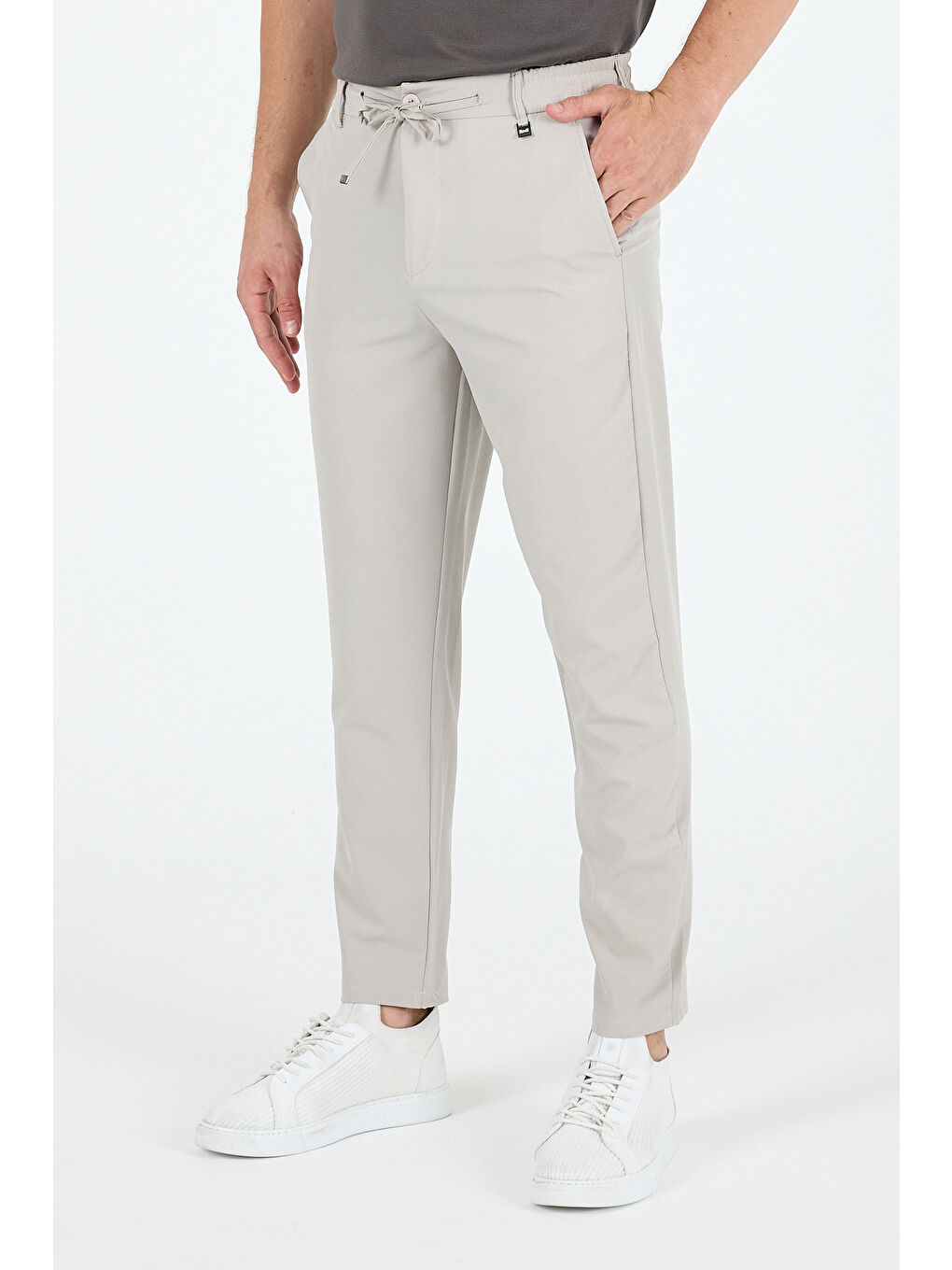 Bej Spor ve Günlük Rahat Cool %92Polyester %8Elastan Esnek Kumaş Erkek Jogger Pantolon Eşofman Altı 3670-2