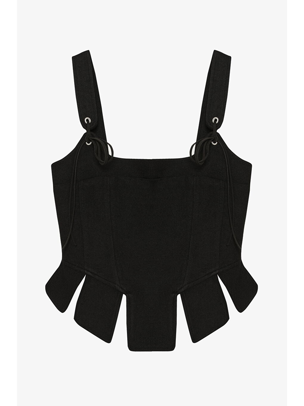 Askılı Bağlamalı Korse Bluz Siyah