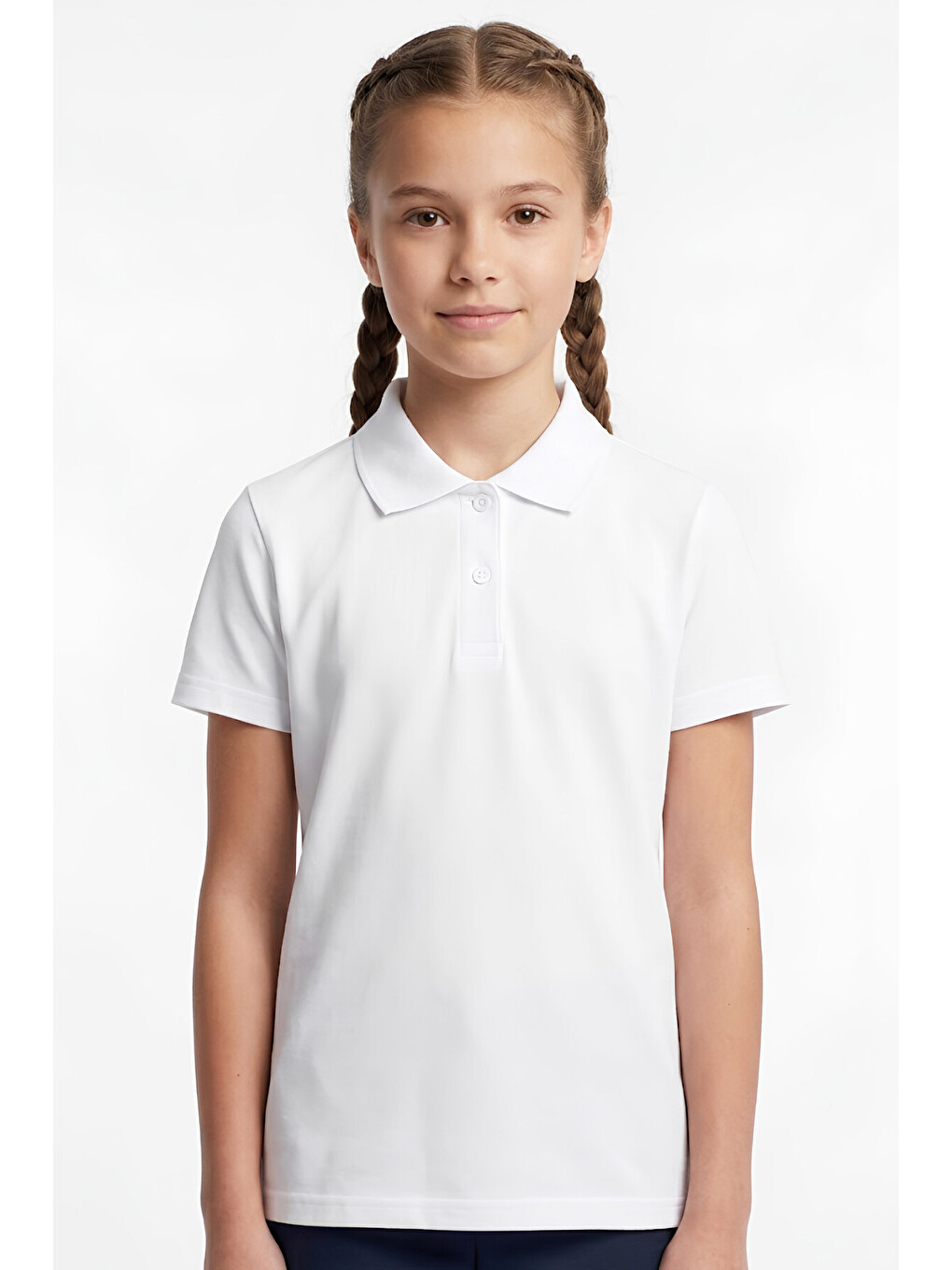 Beyaz %100 Pamuk Ve Okul Tarz T-shirt Kız Çocuk 5-16 Yaş 12728at-1