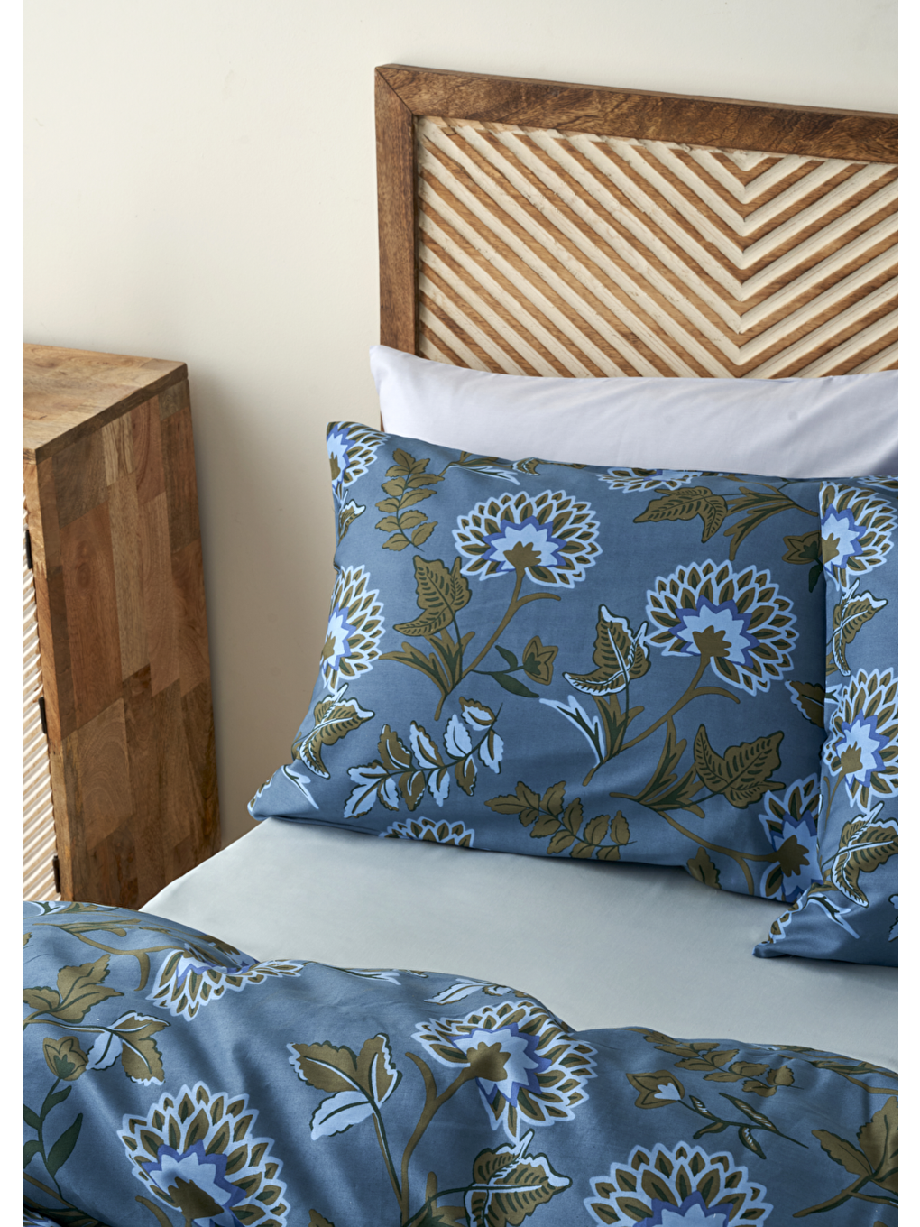 %100 Pamuk Saten Arora King Size Nevresim Takımı Mavi (240x220 cm)-2