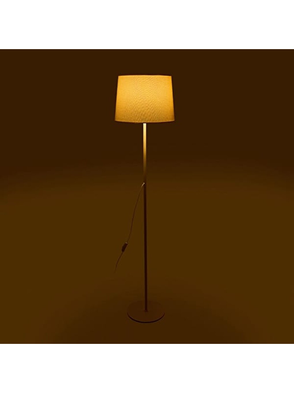 Ekru Lighting Metal Ayaklı Kumaş Başlıklı Lambader - Krem - 150 cm-2