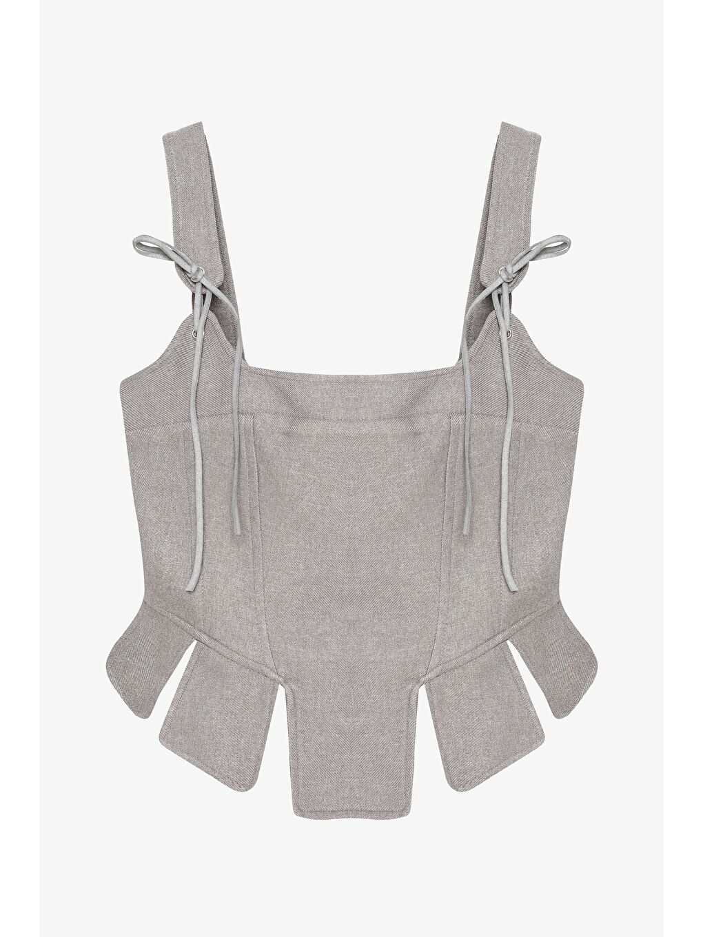 Askılı Bağlamalı Korse Bluz Gri