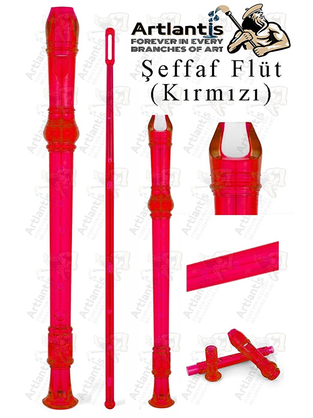 Şeffaf Flüt Blok 1 Adet Renkli Blok Fülüt Şeffaf Abs Plastik 3 Parça Kaliteli Net Ve Yüksek Ses Kali