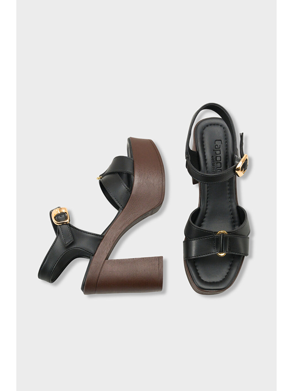 Siyah Sheilah Platform Çapraz Bantlı Bilekten Bantlı Kadın Topuklu Ayakkabı-4