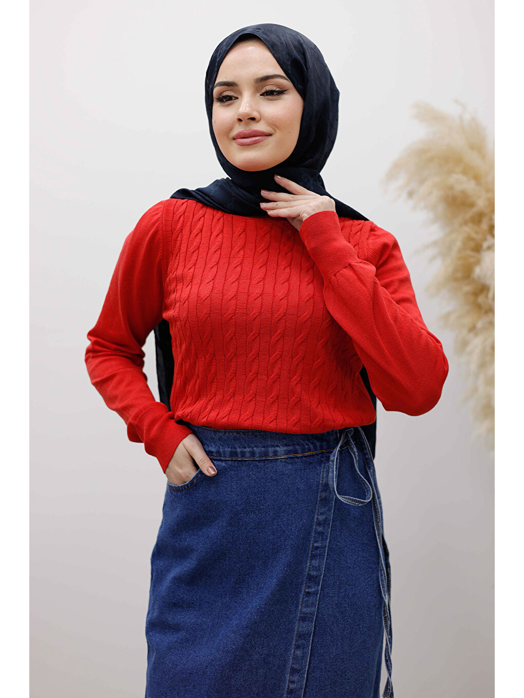 Bisiklet Yaka Bluz Tsd250261 Kırmızı