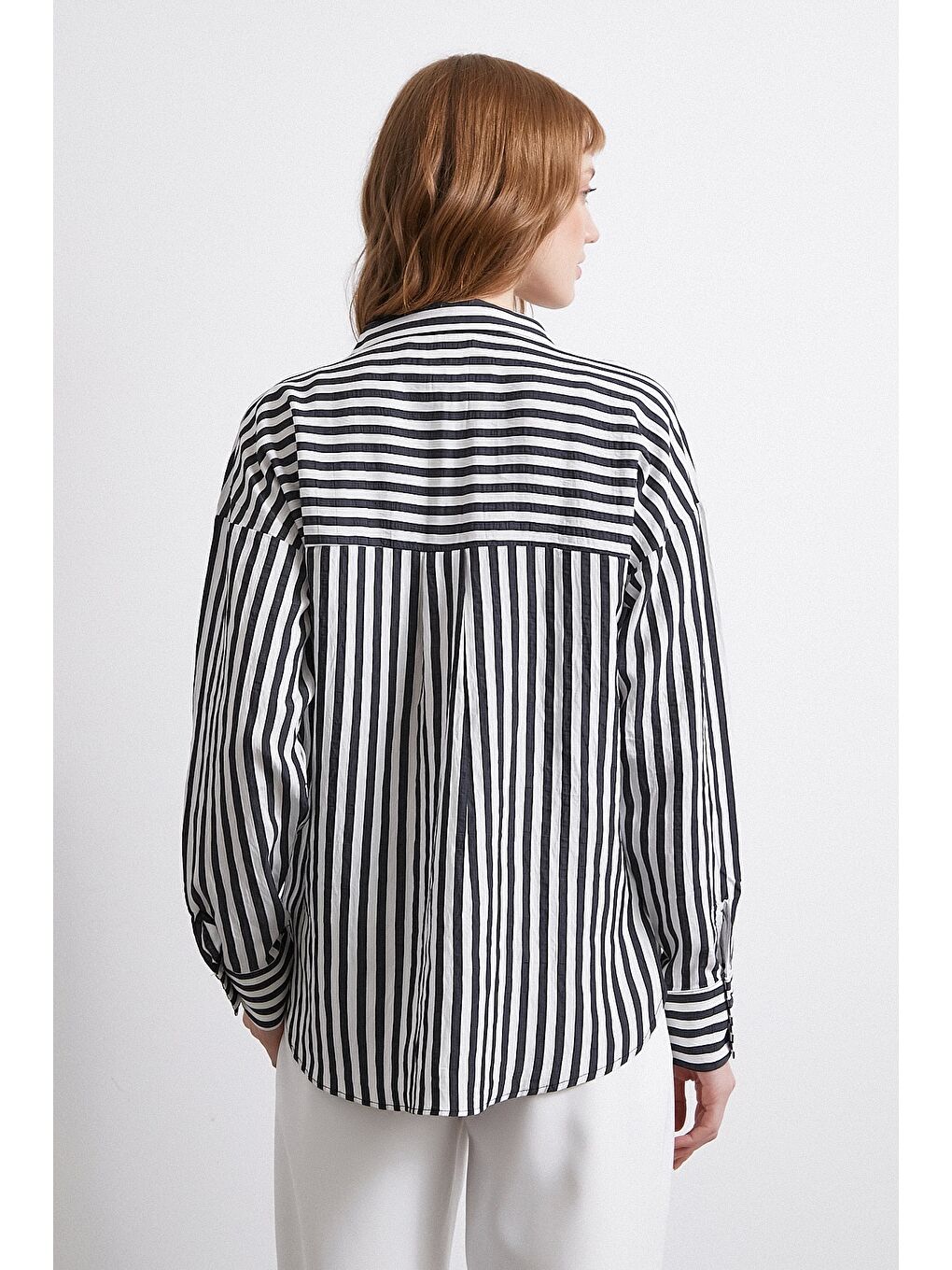 Multi Çizgili Cepli Gömlek Siyah-5