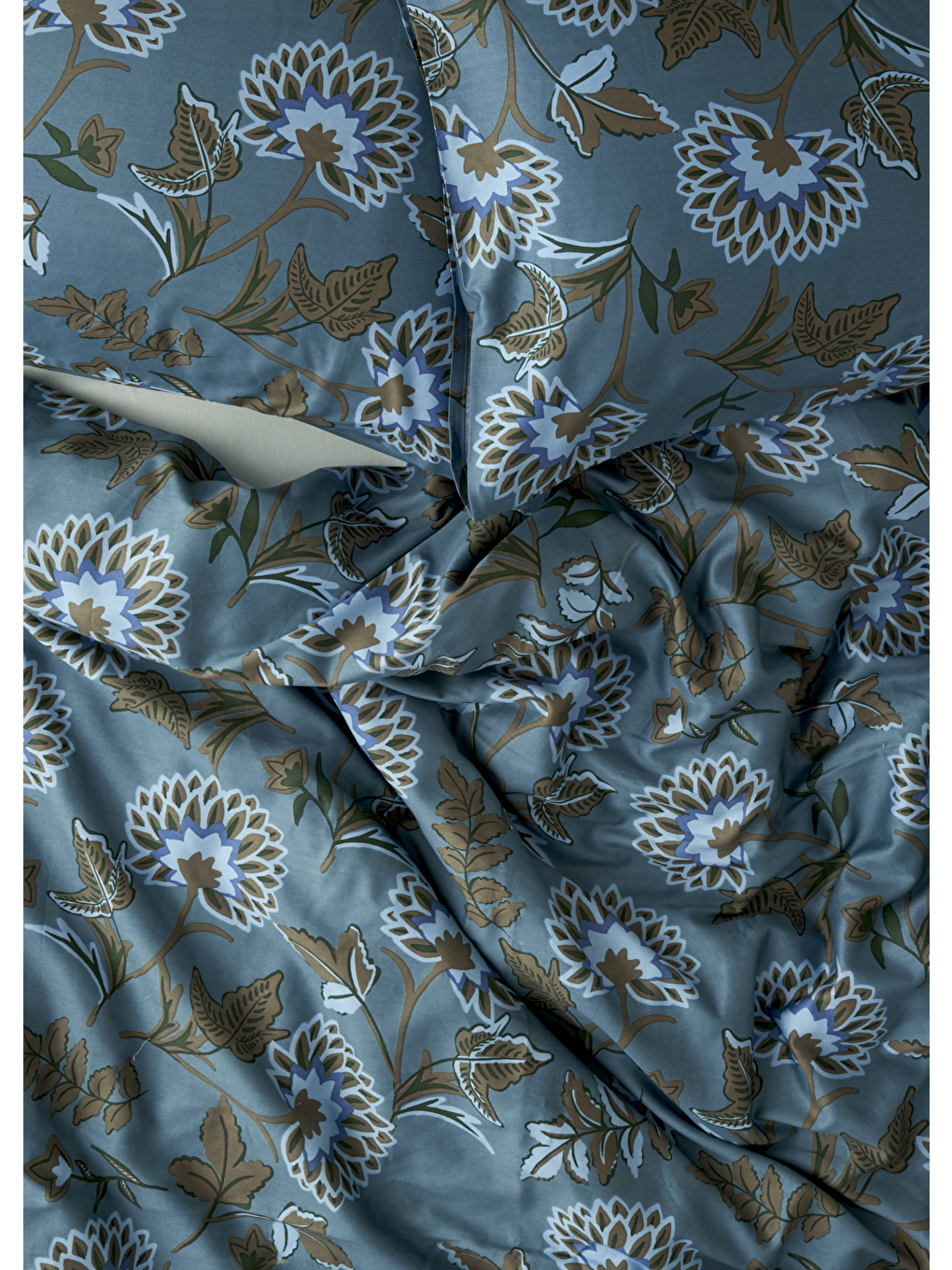 %100 Pamuk Saten Arora Çift Kişilik Nevresim Takımı Mavi (200x220 cm)-1