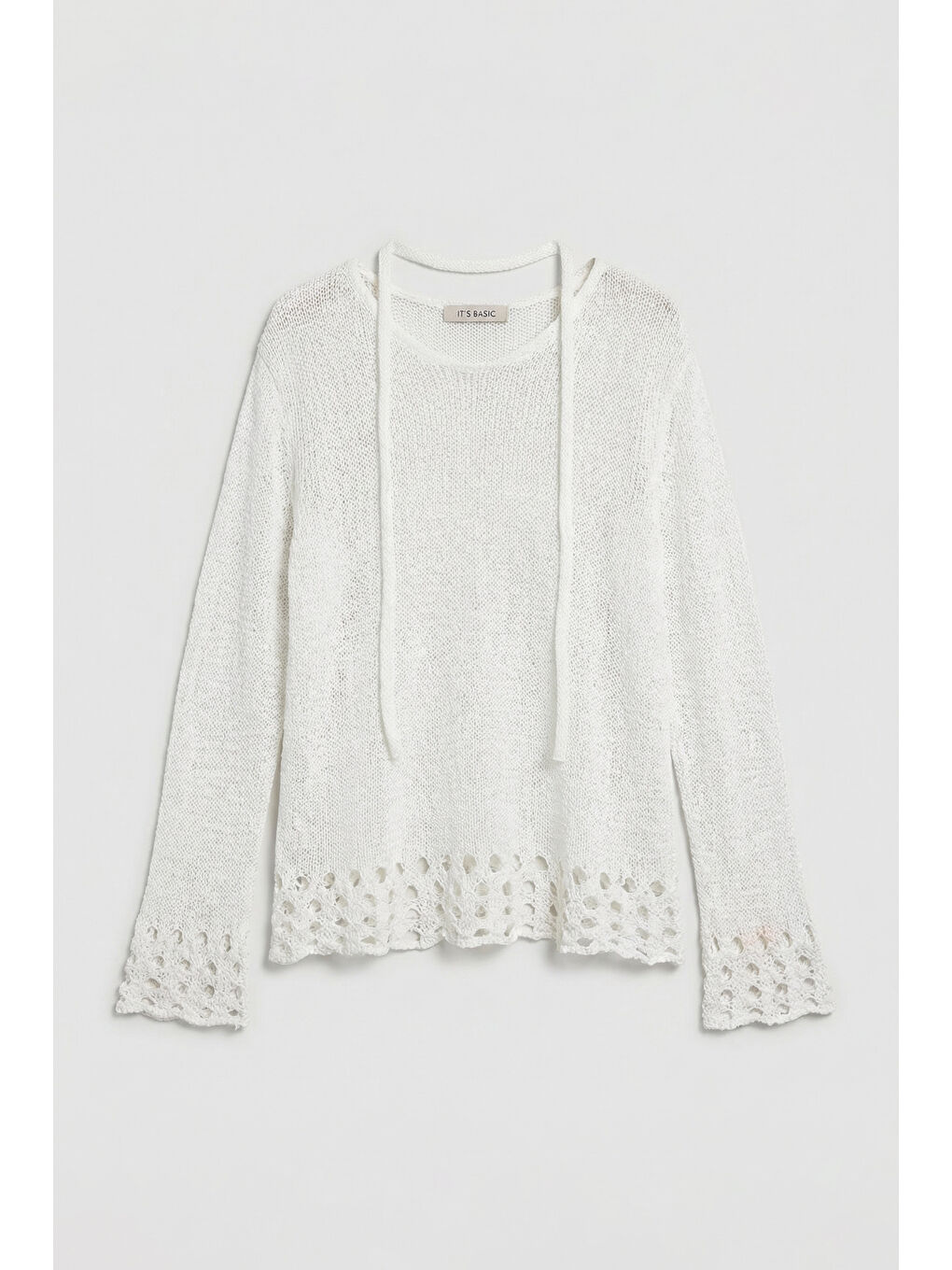 Kadın Beyaz w5 Oversize Özel Kumaş Tasarım Bol Kesim Triko-4