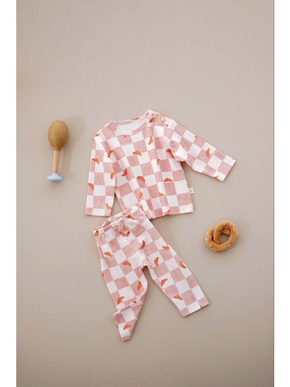 Pembe Kruvasan Comfort Sleep Serisi Alt Üst Takım-1