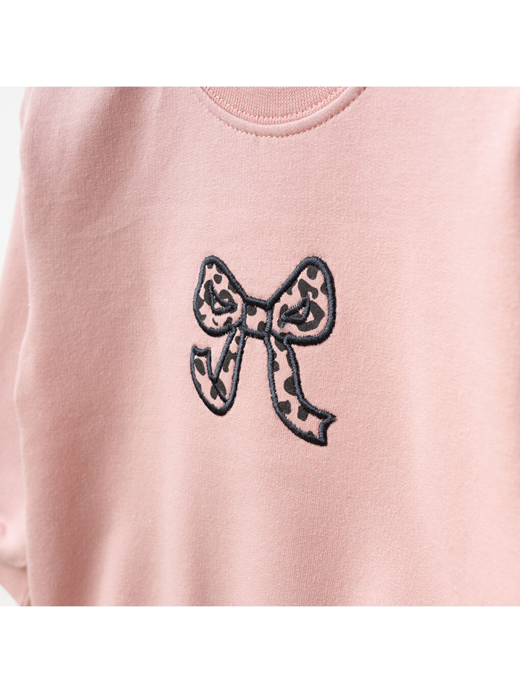 Pembe Kız Bebek Nakışlı Sweatshirt Pantolon 2'li Alt Üst Bebek Takımı 3 Ay-36 Ay-2