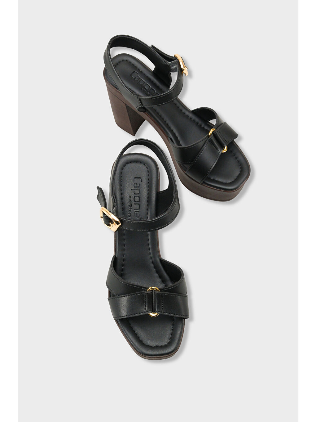 Siyah Sheilah Platform Çapraz Bantlı Bilekten Bantlı Kadın Topuklu Ayakkabı-5