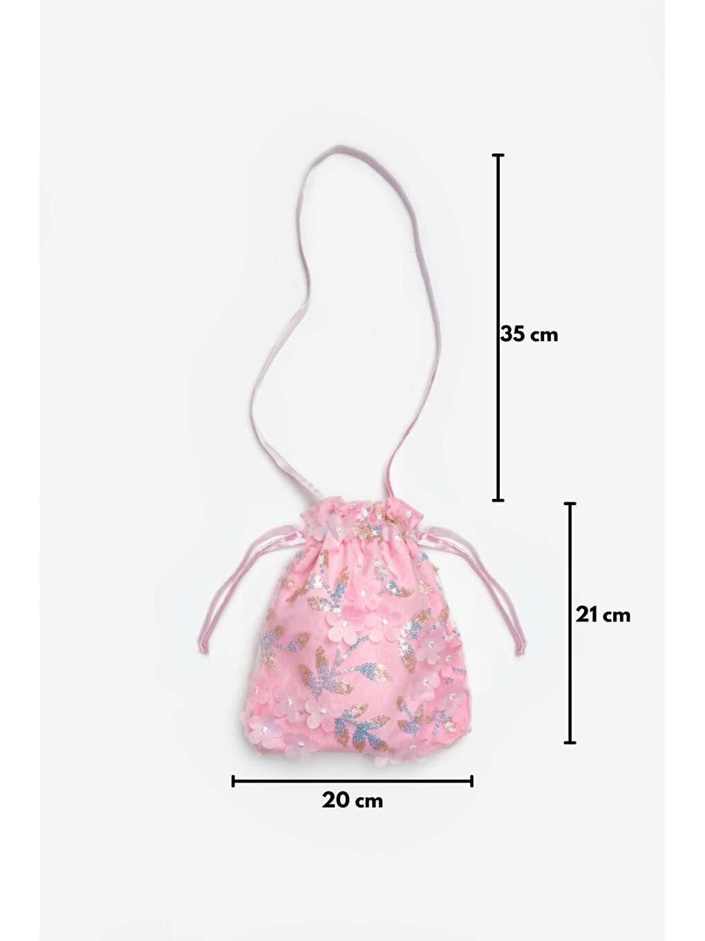 Pembe  Çiçek ve Pul Detaylı Kız Çocuk Çanta-2