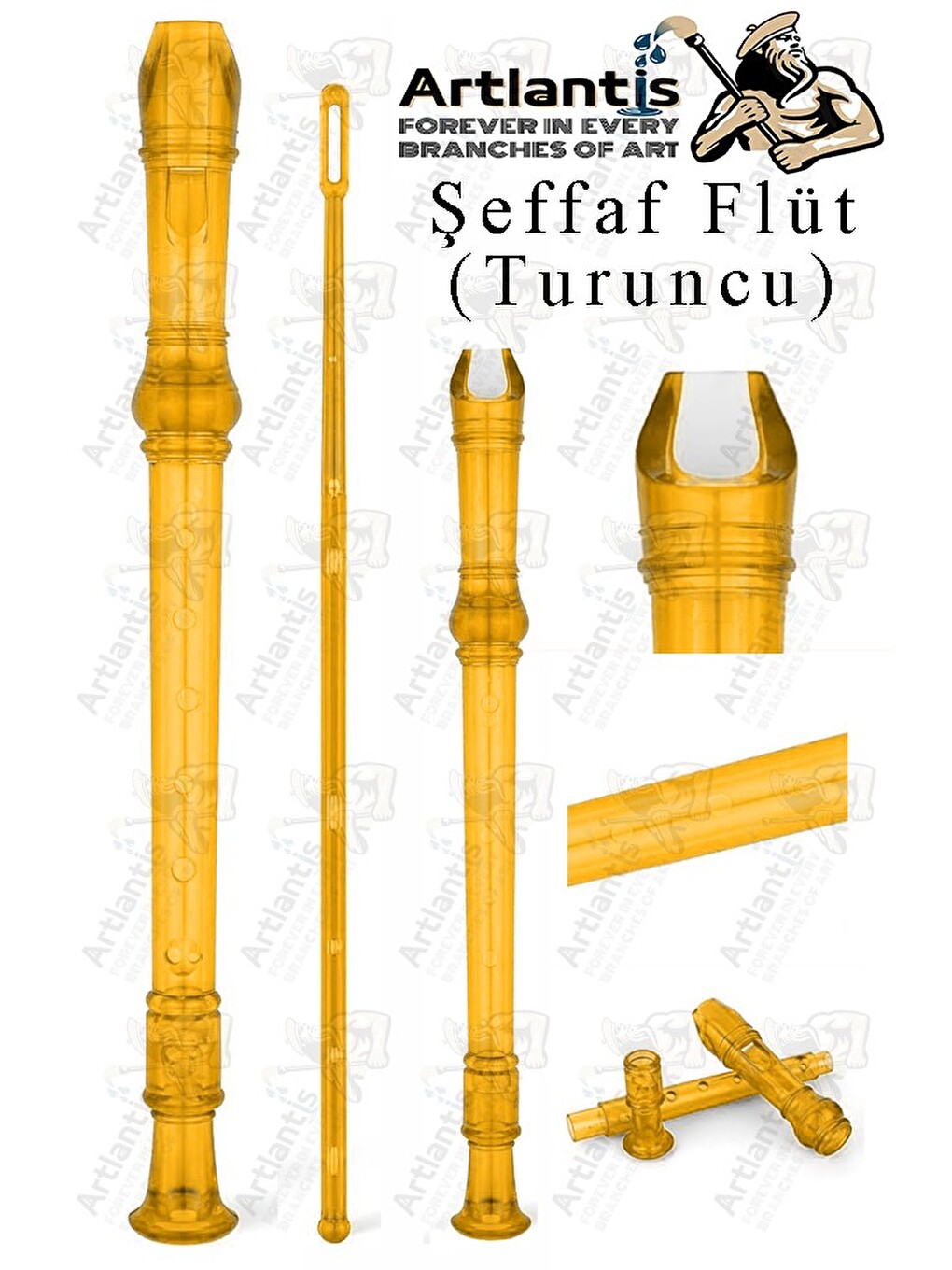 Şeffaf Flüt Blok 1 Adet Renkli Blok Fülüt Şeffaf Abs Plastik 3 Parça Kaliteli Net Ve Yüksek Ses Kali