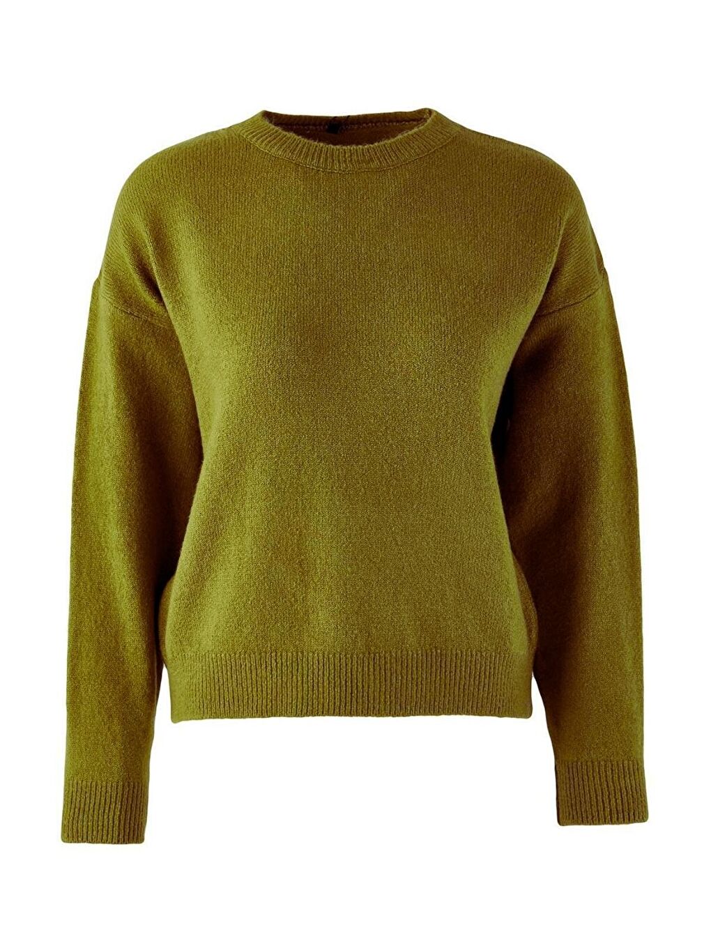 Yağ Yeşil Yumuşak Dokulu Geniş Kalıp Triko Kalın Kazak-2