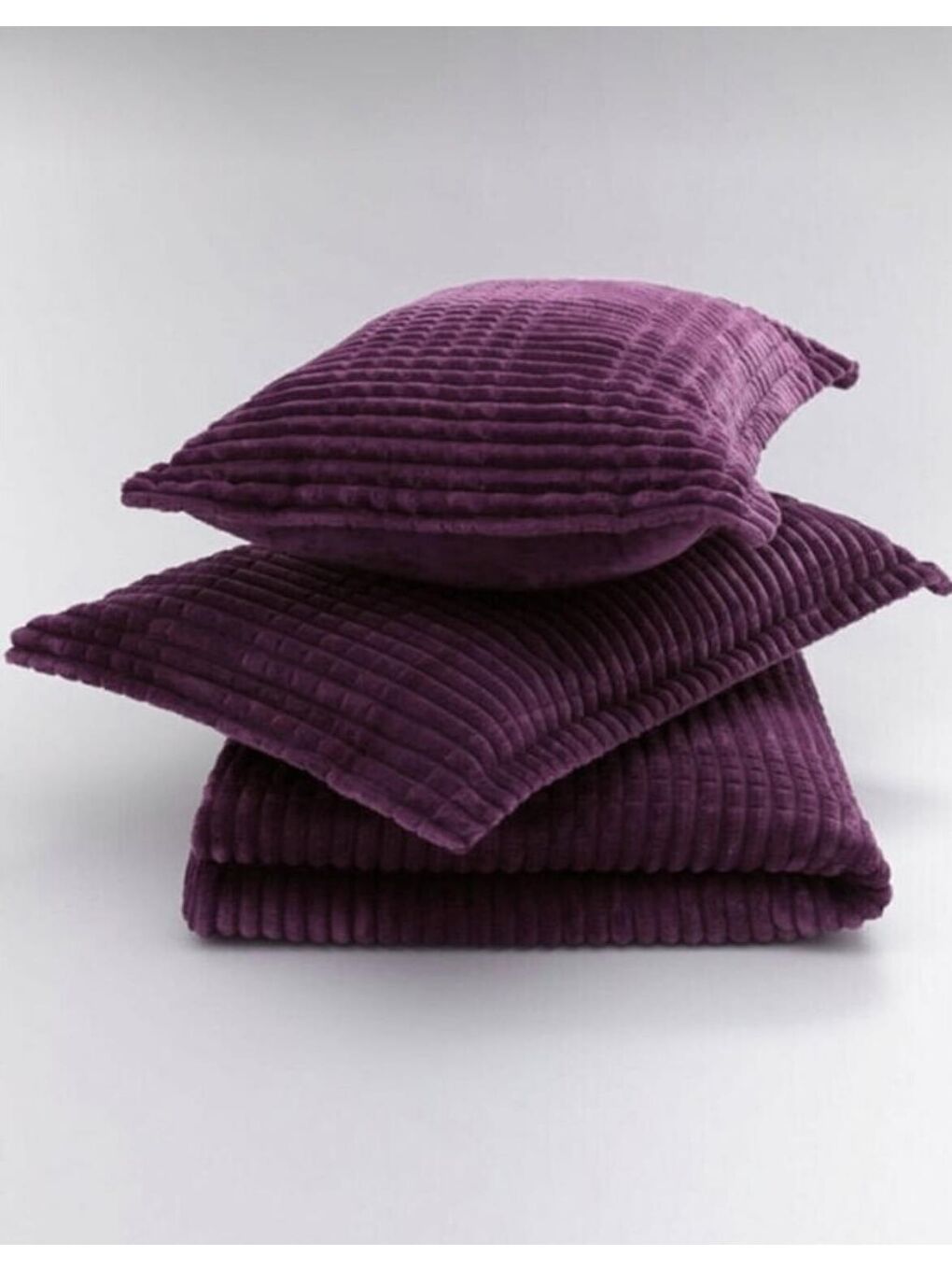 Modern Line 3 Parça Çift Kişilik Battaniye Seti Kutulu 220x240 Mürdüm-1