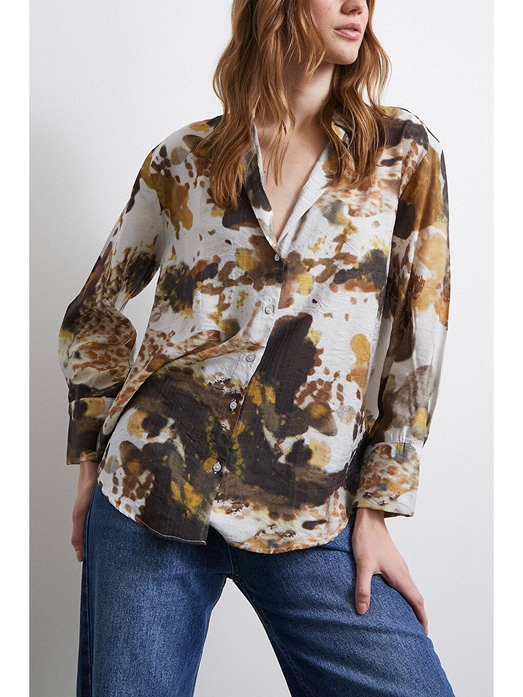 Batik Desen Vual Gömlek Haki