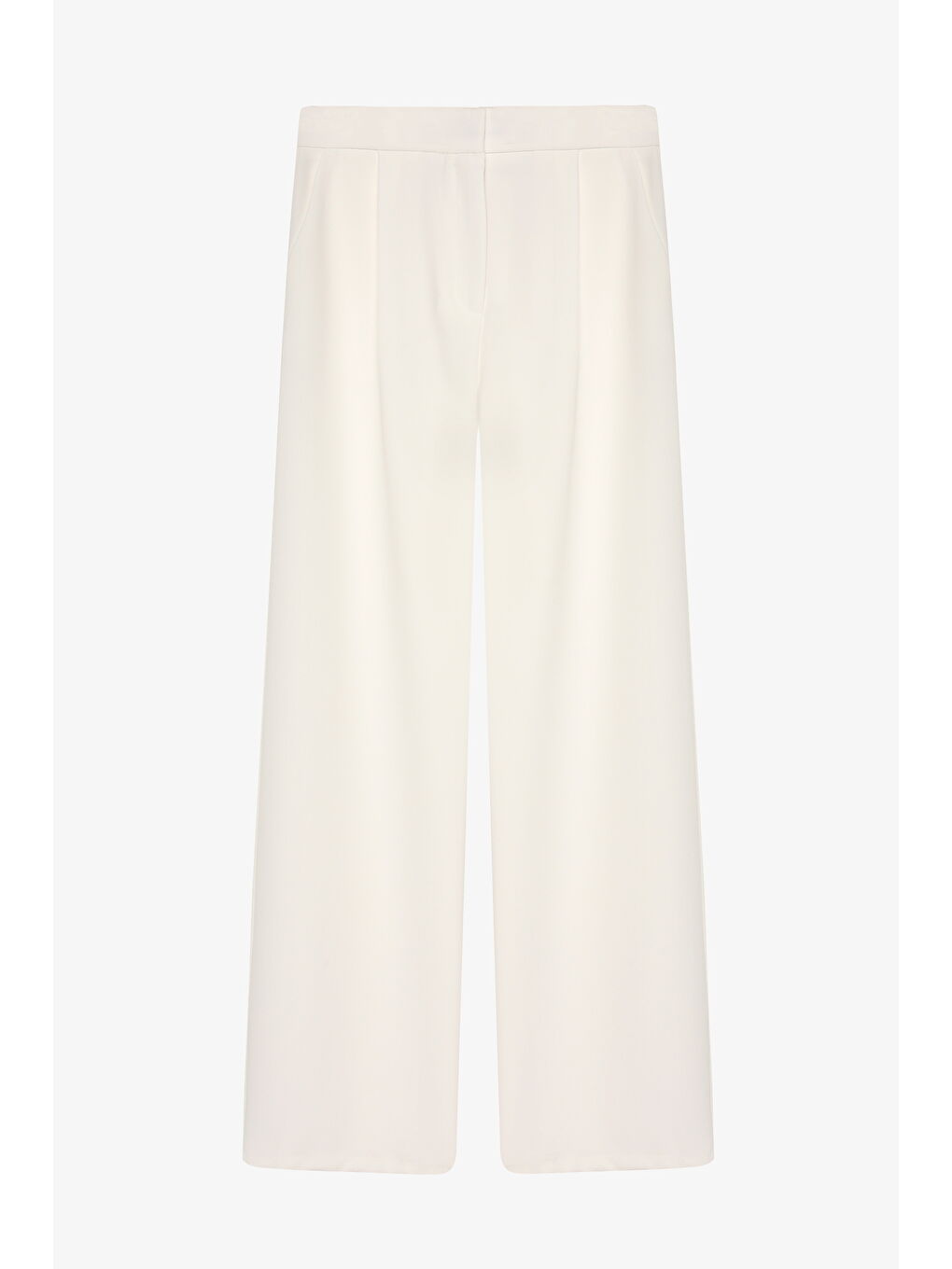 Bol Paça Kumaş Pantolon Ekru