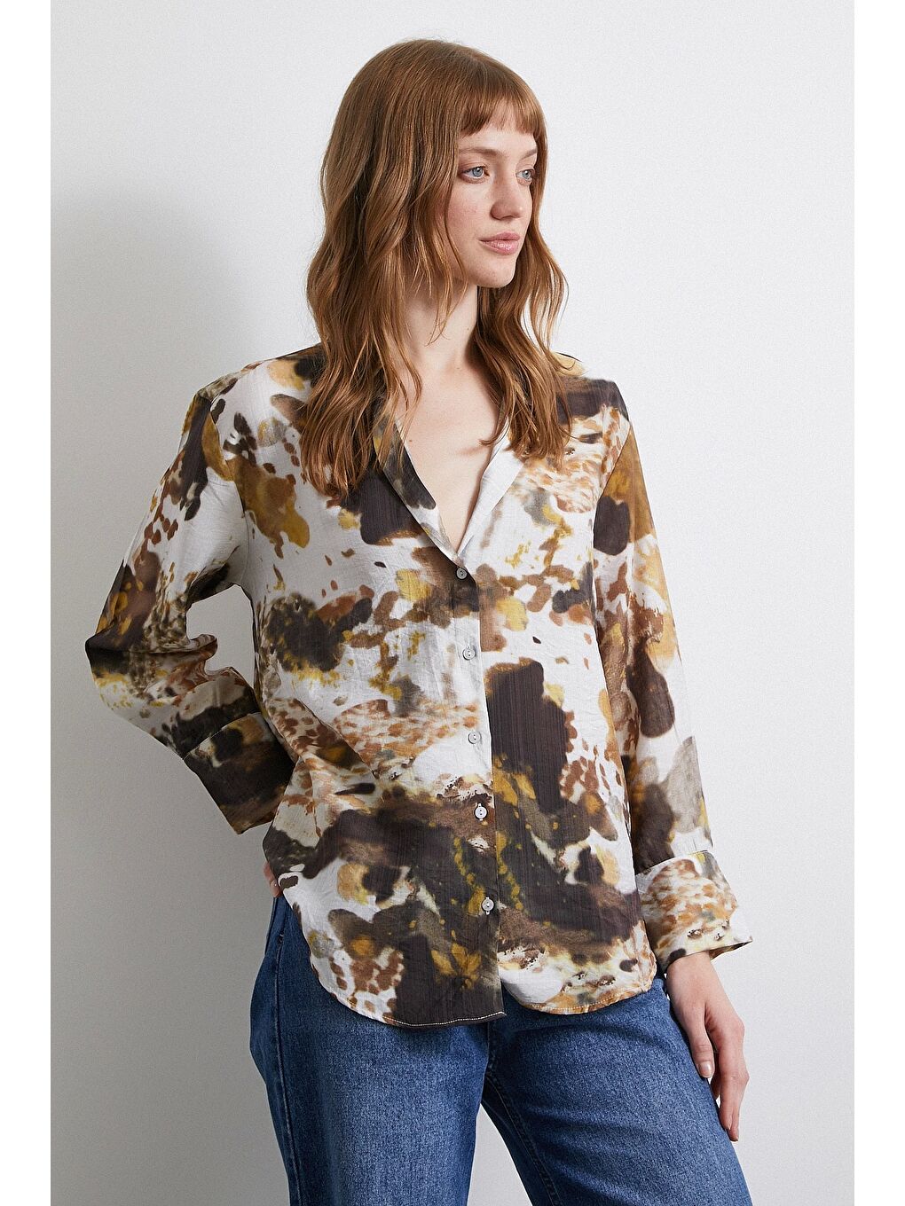 Batik Desen Vual Gömlek Haki-2