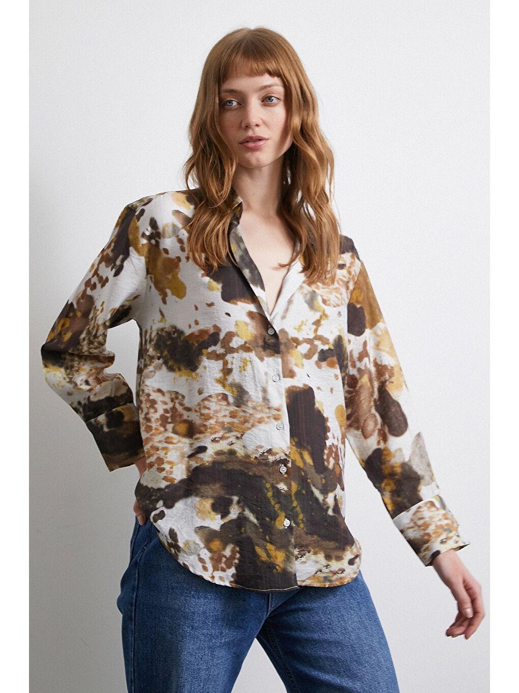 Batik Desen Vual Gömlek Haki-3