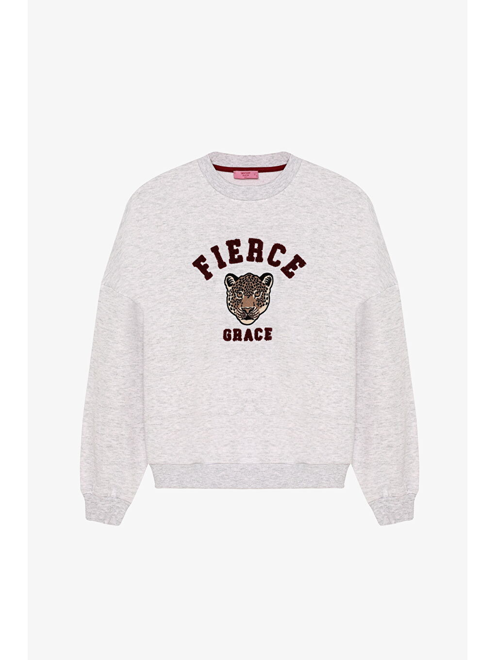 Leopar Nakışlı Bisiklet Yaka Sweatshirt Grimelanj