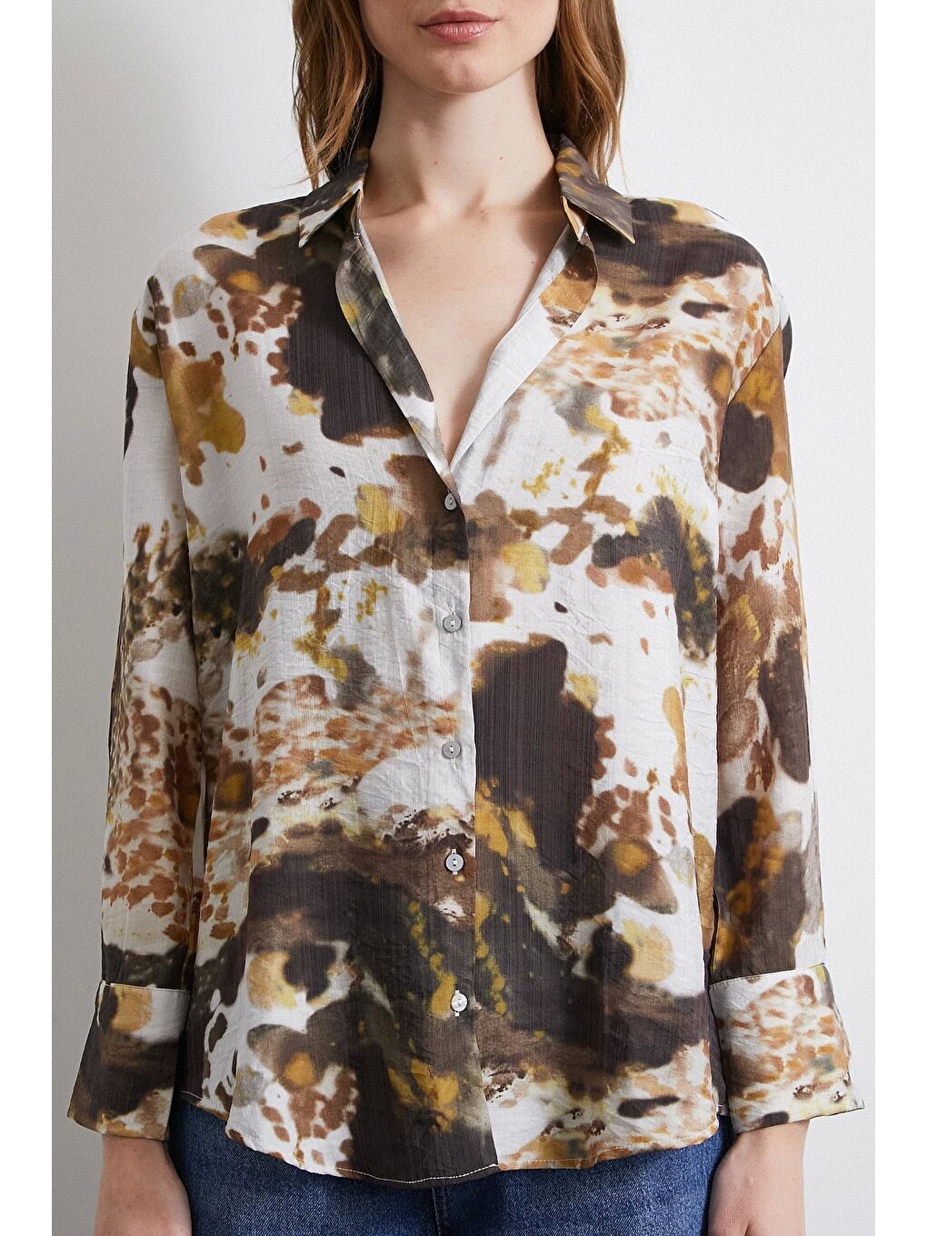 Batik Desen Vual Gömlek Haki-4