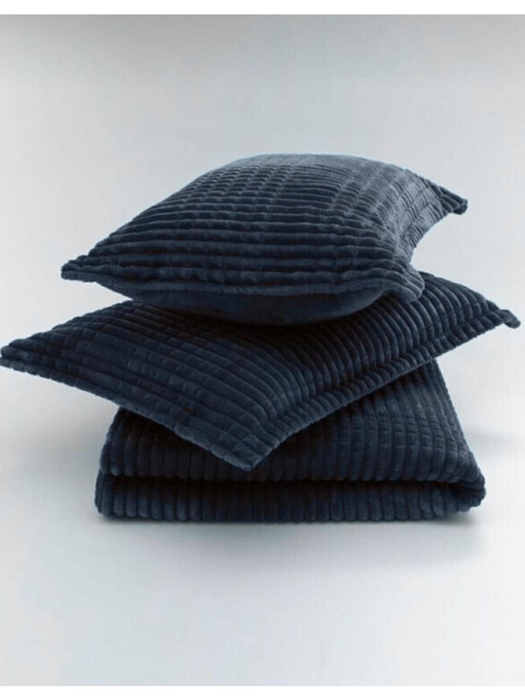 Mavi Modern Line 3 Parça Çift Kişilik Battaniye Seti Kutulu 220x240 OMerinos Modern Line 3 Parça-2