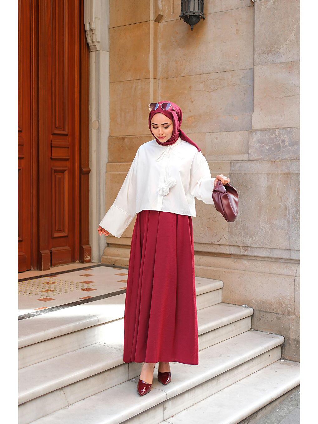 Kadın Linda Etek Bordo-1