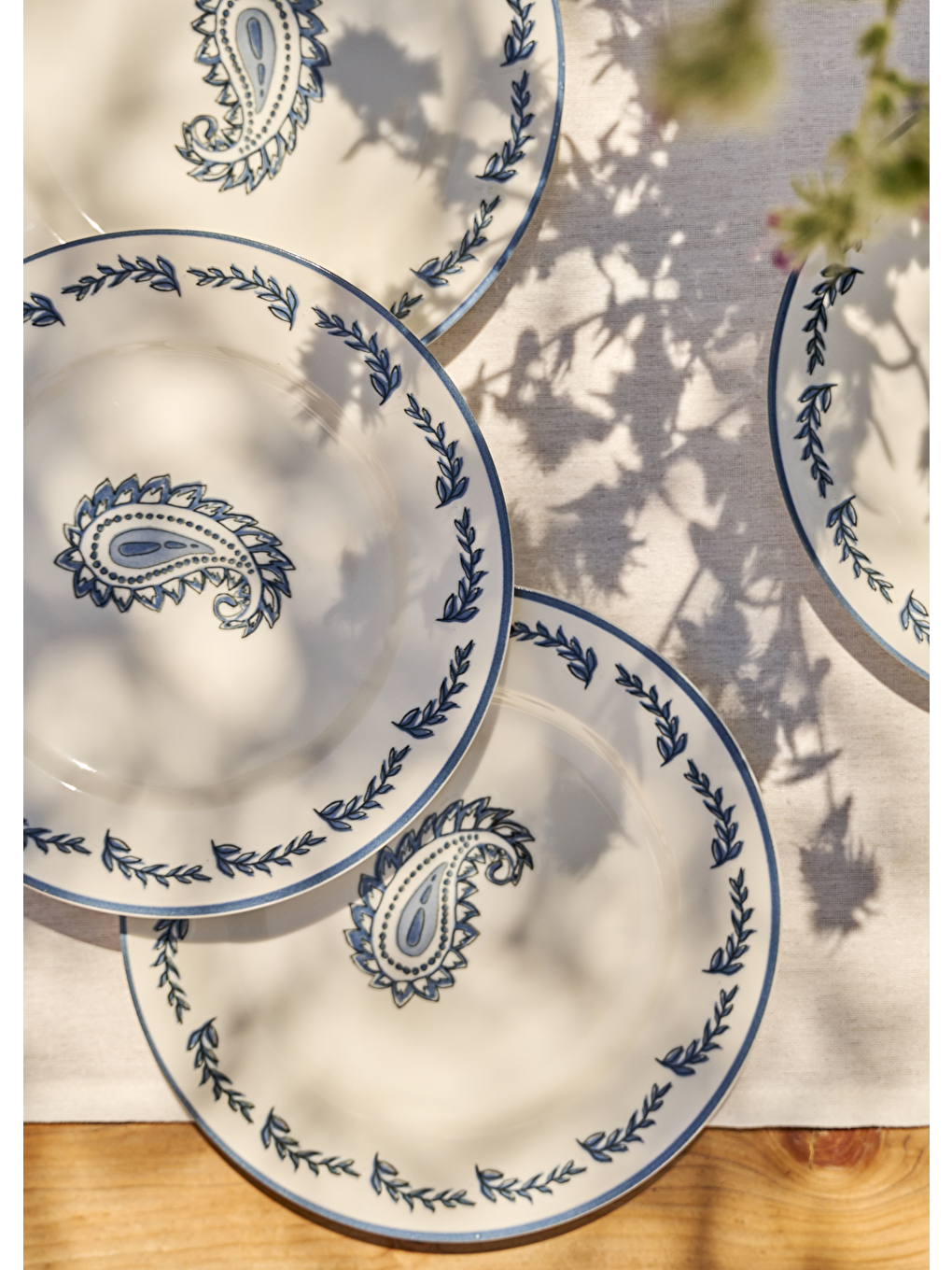 Paisley 6'lı Porselen Pasta Tabağı Seti Mavi (21 cm)-1