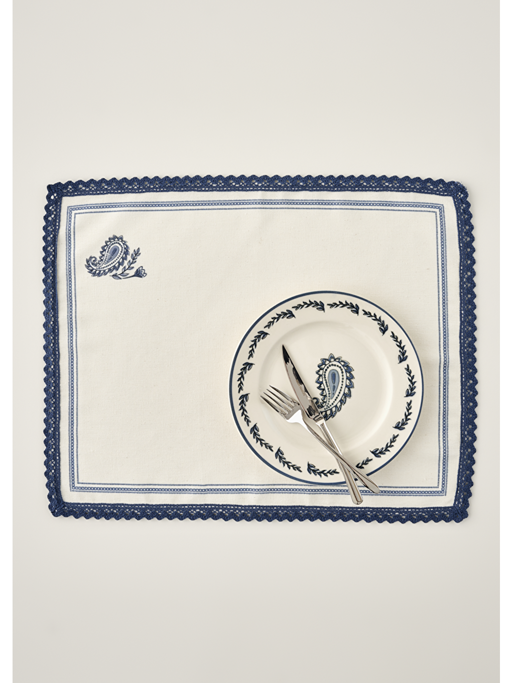 Paisley 6'lı Porselen Pasta Tabağı Seti Mavi (21 cm)-2