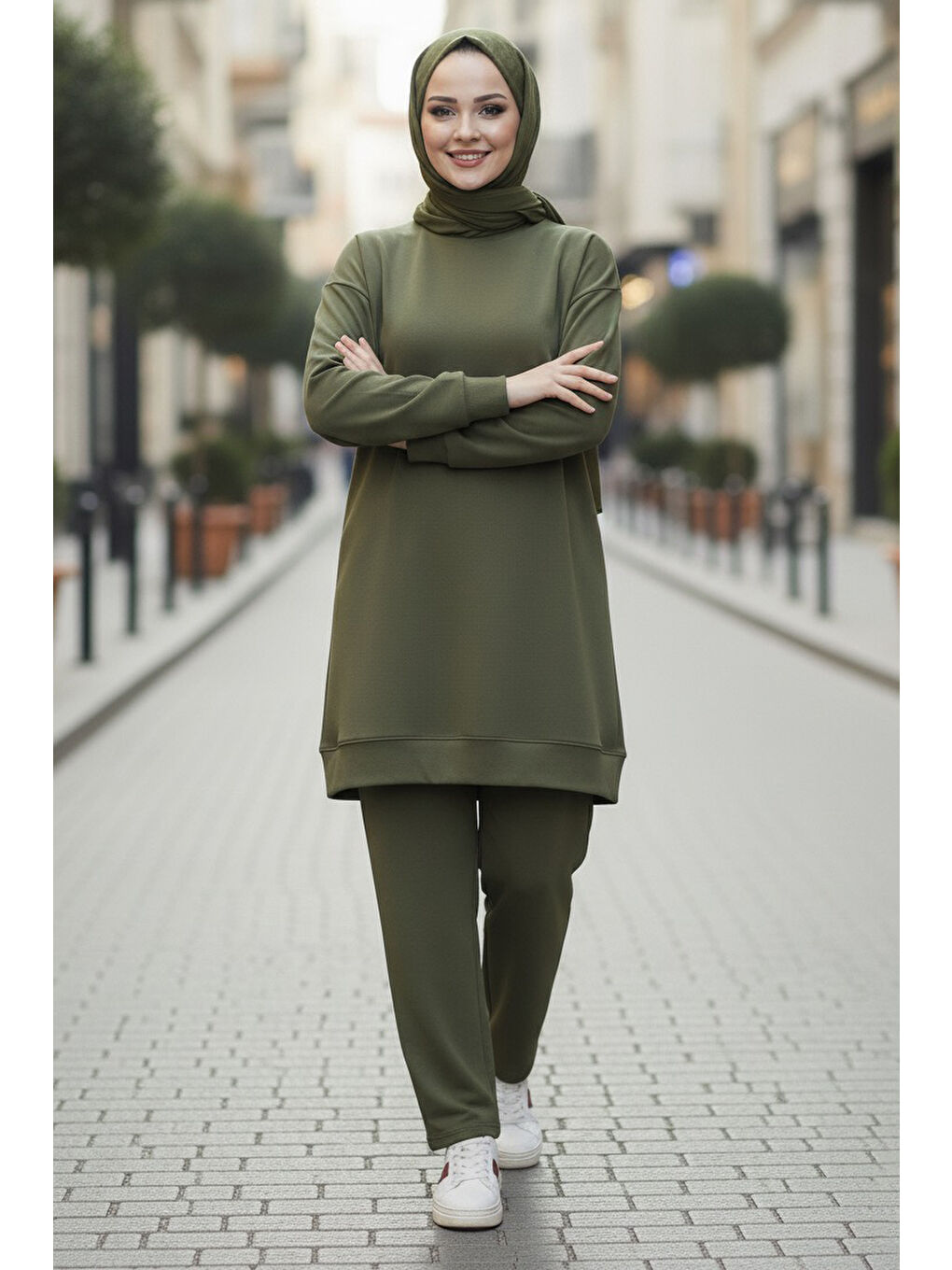 Tunik Pantolon Modal İkİli Takım Haki - 28004-HAKI