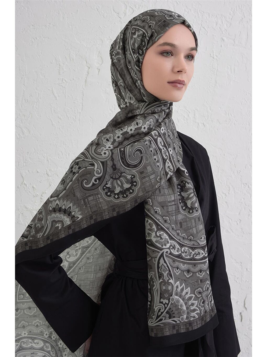 Gri Yün İpek Harmony Şal 327 81-2