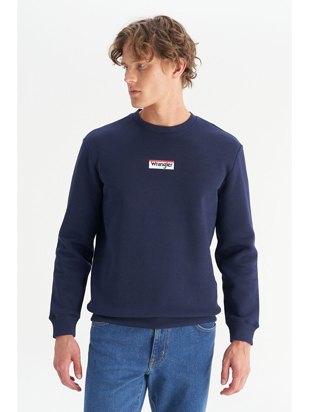 Regular Fit Normal Kesim Bisiklet Yaka İçi Polarlı Lacivert Sweatshirt