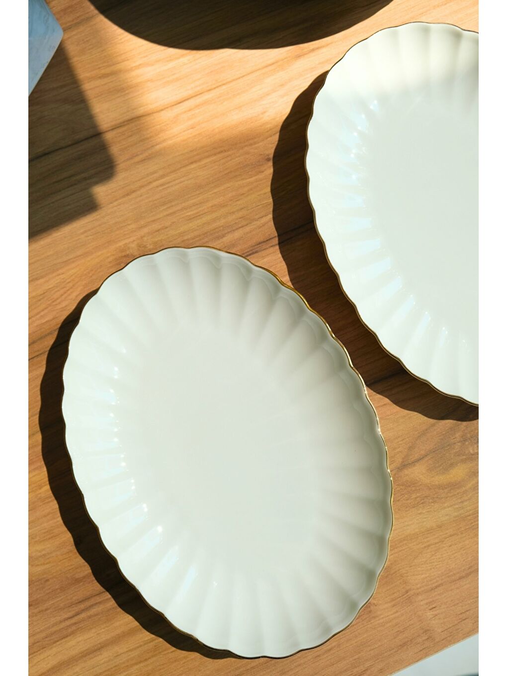 Ekru Bone Luz Altın File Kayık Tabak 27x19cm BNLZF28KY20 2 li-2