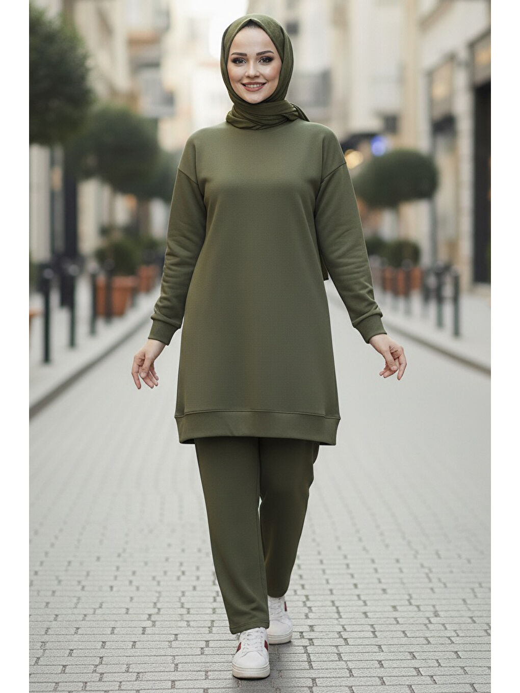 Tunik Pantolon Modal İkİli Takım Haki - 28004-HAKI-1