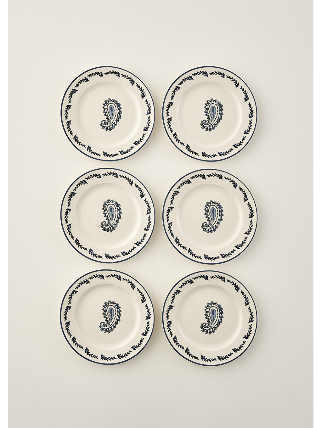 Paisley 6'lı Porselen Pasta Tabağı Seti Mavi (21 cm)-7