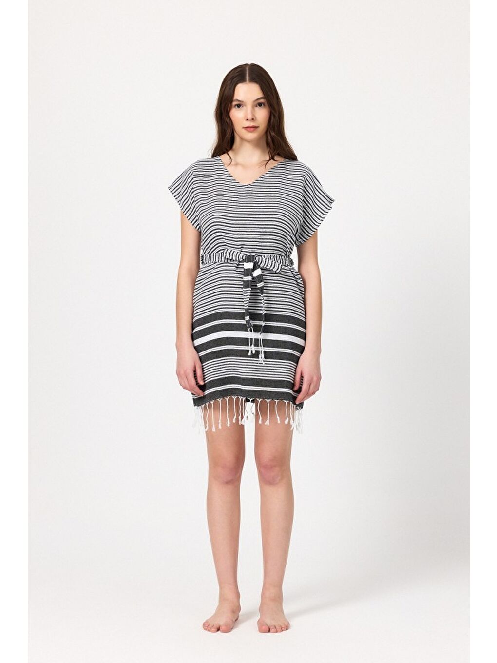 Siyah Katya Plaj elbisesi Tunik pareo %100 Pamuk-2