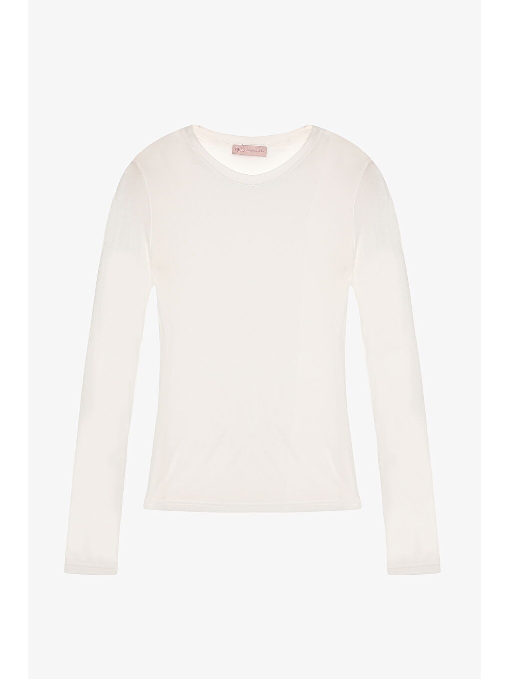 Bisiklet Yaka Basic Bluz Ekru