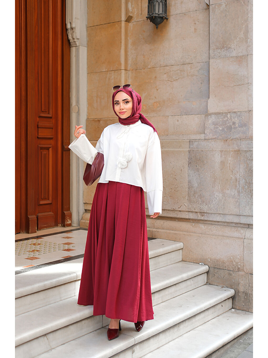 Kadın Linda Etek Bordo-2