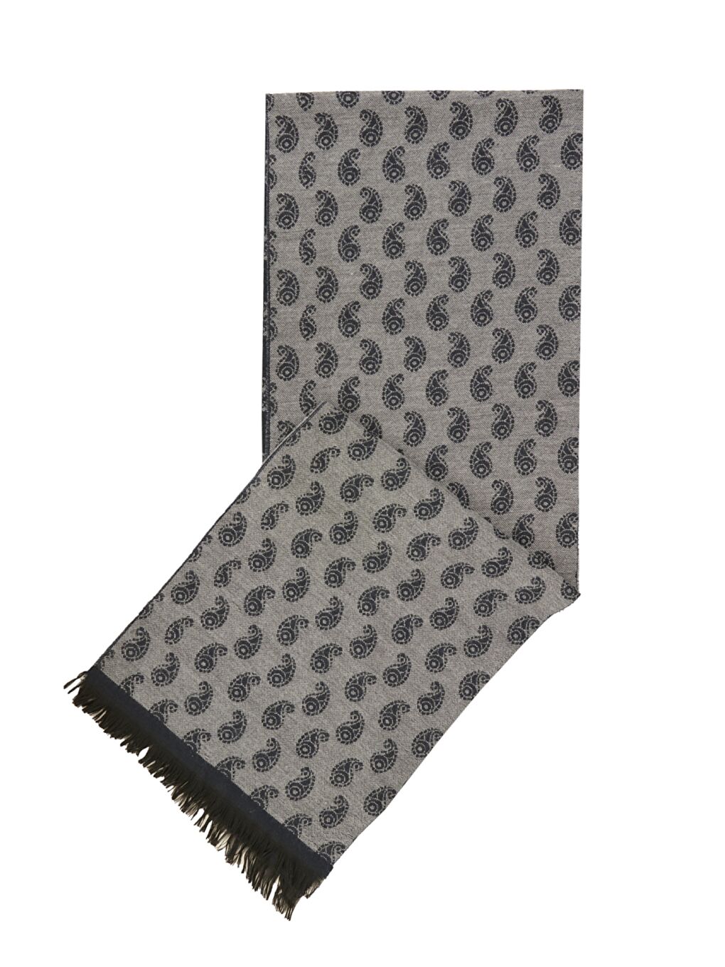 Erkek Lacivert-Gri Gri-Siyah Desenli Örme Atkı