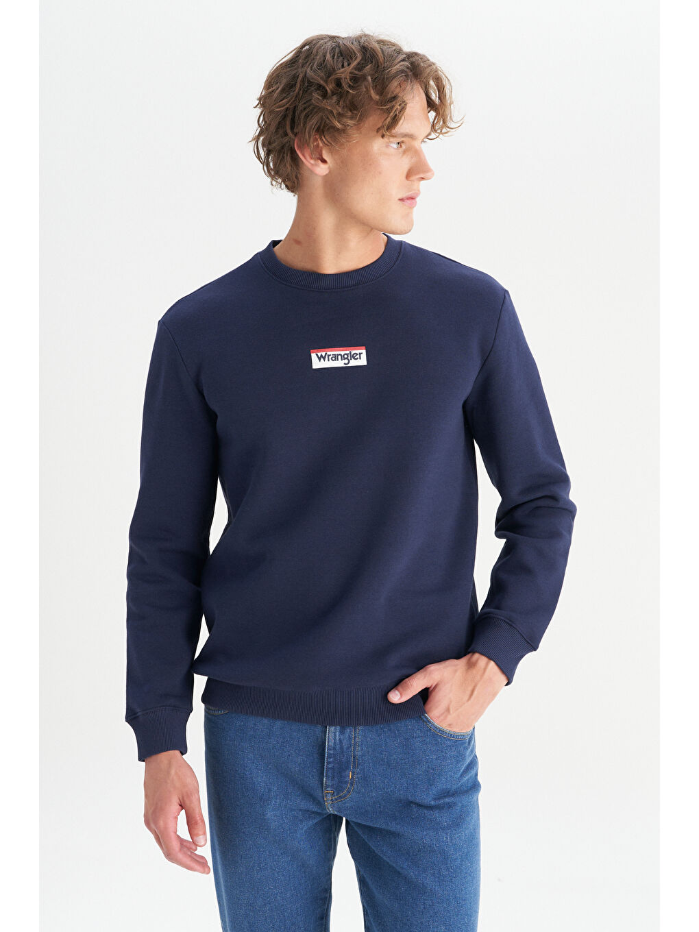 Regular Fit Normal Kesim Bisiklet Yaka İçi Polarlı Lacivert Sweatshirt-2