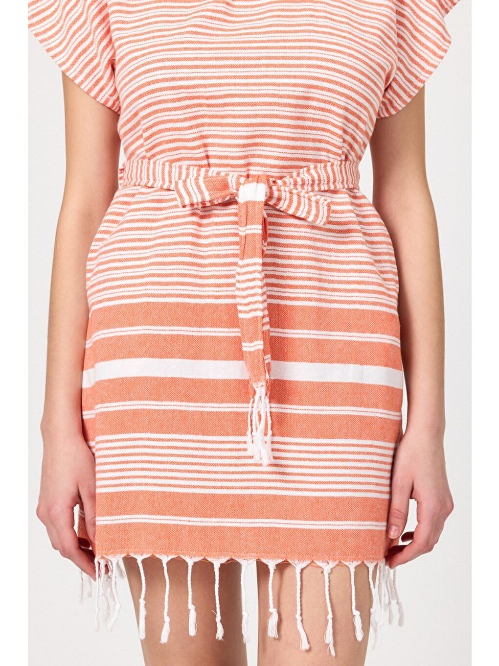 Turuncu Katya Plaj elbisesi Tunik pareo %100 Pamuk-1