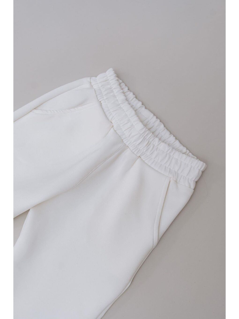 Kız Çocuk Manşetli Paça Eşofman Altı 871 Ekru-2