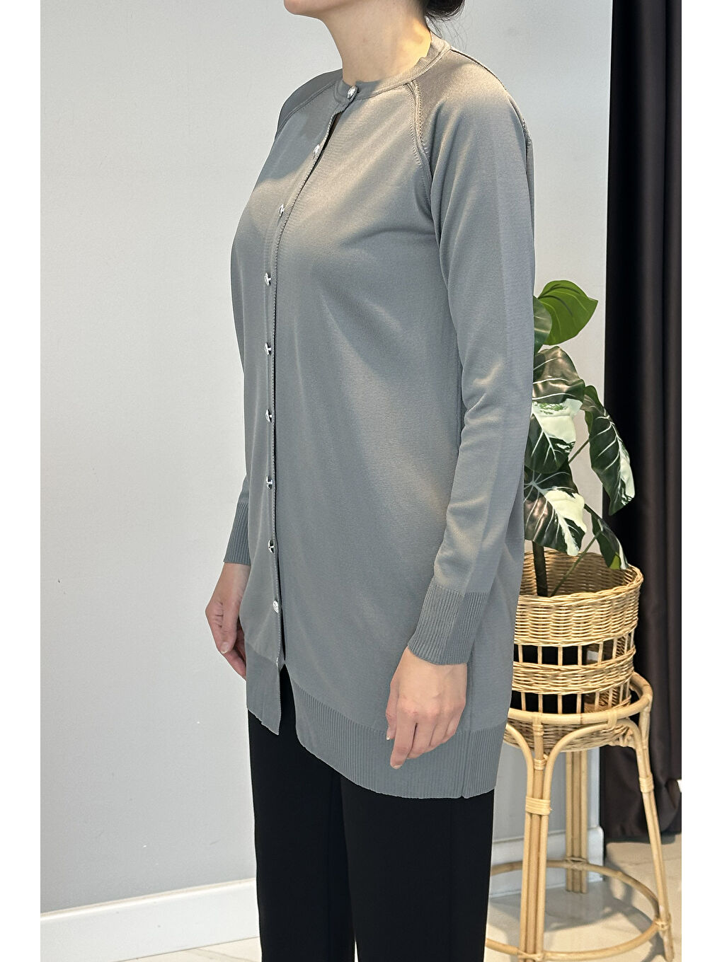 Gri Triko Hırka 01 Füme-1