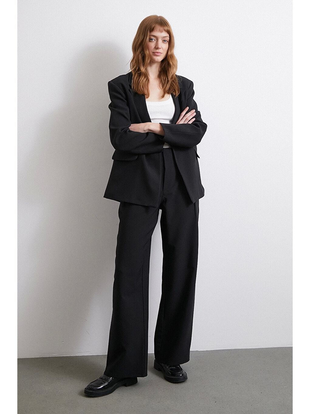 Never More Bel Detaylı Wide Leg Pantolon Siyah - 1