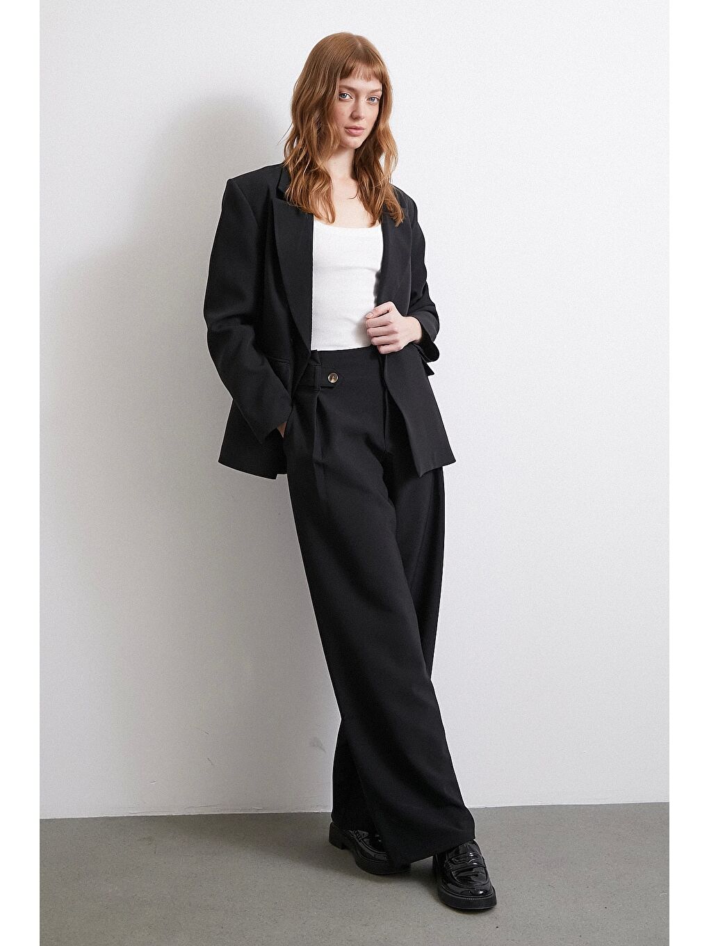 Never More Bel Detaylı Wide Leg Pantolon Siyah - 2