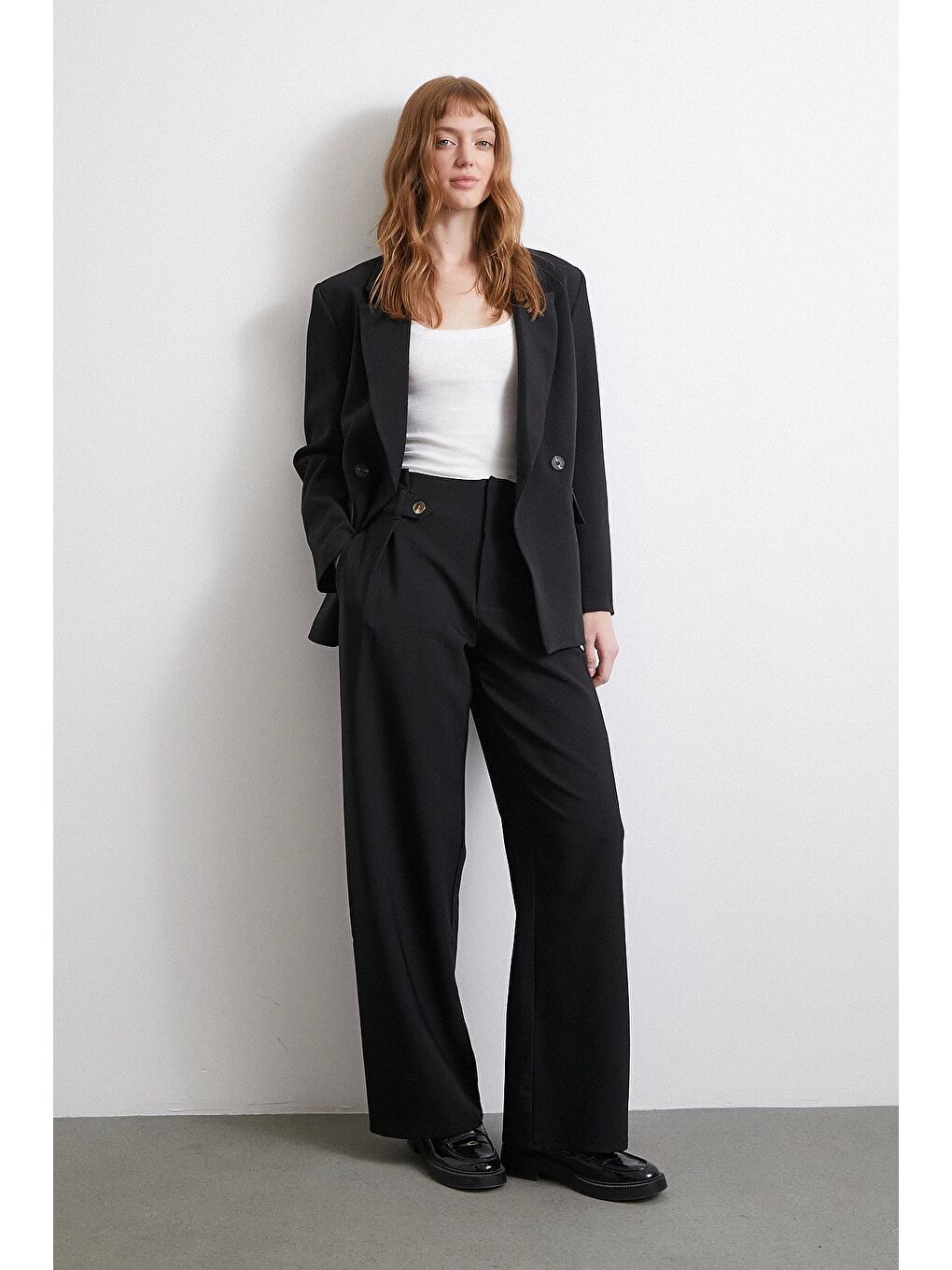 Never More Bel Detaylı Wide Leg Pantolon Siyah - 3